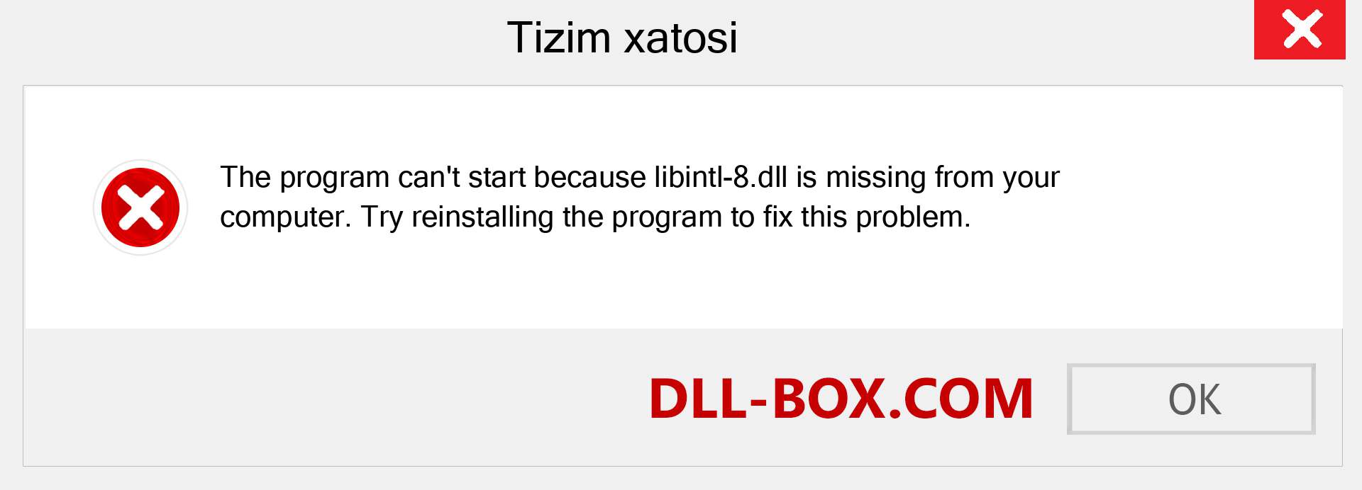 libintl-8.dll fayli yo'qolganmi?. Windows 7, 8, 10 uchun yuklab olish - Windowsda libintl-8 dll etishmayotgan xatoni tuzating, rasmlar, rasmlar